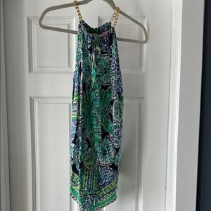 Lilly Pulitzer tropical Print Halter top tunic with Chain Straps
